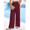imagePRETTYGARDEN Womens Wide Leg Pants Casual 2025 Elastic Waist Loose Flowy Palazzo Pants Trousers with PocketsDark Wine Red