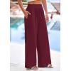 imagePRETTYGARDEN Womens Wide Leg Pants Casual 2025 Elastic Waist Loose Flowy Palazzo Pants Trousers with PocketsDark Wine Red