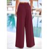 imagePRETTYGARDEN Womens Wide Leg Pants Casual 2025 Elastic Waist Loose Flowy Palazzo Pants Trousers with PocketsDark Wine Red