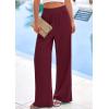 imagePRETTYGARDEN Womens Wide Leg Pants Casual 2025 Elastic Waist Loose Flowy Palazzo Pants Trousers with PocketsDark Wine Red