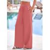 imagePRETTYGARDEN Womens Wide Leg Pants Casual 2025 Elastic Waist Loose Flowy Palazzo Pants Trousers with PocketsDusty Pink
