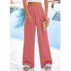 imagePRETTYGARDEN Womens Wide Leg Pants Casual 2025 Elastic Waist Loose Flowy Palazzo Pants Trousers with PocketsDusty Pink