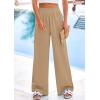 imagePRETTYGARDEN Womens Wide Leg Pants Casual 2025 Elastic Waist Loose Flowy Palazzo Pants Trousers with PocketsKhaki