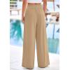 imagePRETTYGARDEN Womens Wide Leg Pants Casual 2025 Elastic Waist Loose Flowy Palazzo Pants Trousers with PocketsKhaki