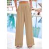 imagePRETTYGARDEN Womens Wide Leg Pants Casual 2025 Elastic Waist Loose Flowy Palazzo Pants Trousers with PocketsKhaki