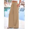 imagePRETTYGARDEN Womens Wide Leg Pants Casual 2025 Elastic Waist Loose Flowy Palazzo Pants Trousers with PocketsKhaki