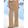 imagePRETTYGARDEN Womens Wide Leg Pants Casual 2025 Elastic Waist Loose Flowy Palazzo Pants Trousers with PocketsKhaki