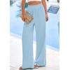 imagePRETTYGARDEN Womens Wide Leg Pants Casual 2025 Elastic Waist Loose Flowy Palazzo Pants Trousers with PocketsLight Blue