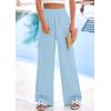 imagePRETTYGARDEN Womens Wide Leg Pants Casual 2025 Elastic Waist Loose Flowy Palazzo Pants Trousers with PocketsLight Blue