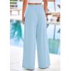 imagePRETTYGARDEN Womens Wide Leg Pants Casual 2025 Elastic Waist Loose Flowy Palazzo Pants Trousers with PocketsLight Blue