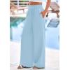 imagePRETTYGARDEN Womens Wide Leg Pants Casual 2025 Elastic Waist Loose Flowy Palazzo Pants Trousers with PocketsLight Blue