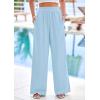 imagePRETTYGARDEN Womens Wide Leg Pants Casual 2025 Elastic Waist Loose Flowy Palazzo Pants Trousers with PocketsLight Blue