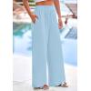 imagePRETTYGARDEN Womens Wide Leg Pants Casual 2025 Elastic Waist Loose Flowy Palazzo Pants Trousers with PocketsLight Blue