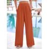 imagePRETTYGARDEN Womens Wide Leg Pants Casual 2025 Elastic Waist Loose Flowy Palazzo Pants Trousers with PocketsRust Red