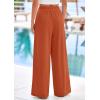 imagePRETTYGARDEN Womens Wide Leg Pants Casual 2025 Elastic Waist Loose Flowy Palazzo Pants Trousers with PocketsRust Red