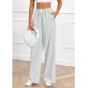 imagePRETTYGARDEN Womens Wide Leg Striped Pants 2025 Fall Casual High Waisted Baggy Palazzo Lounge Trousers Fashion BottomsGrey Blue