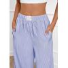 imagePRETTYGARDEN Womens Wide Leg Striped Pants 2025 Fall Casual High Waisted Baggy Palazzo Lounge Trousers Fashion BottomsNavy Blue