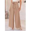 imagePRETTYGARDEN Womens Wide Leg Work Pants Business Casual High Waisted Loose Palazzo Trouser Summer ClothesCamel