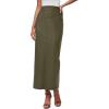imagePRETTYGARDEN Long Skirts for Women 2025 Fall Fashion Clothing Faux Leather High Waist Dressy Casual Slit Pencil Maxi SkirtArmy Green