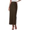 imagePRETTYGARDEN Long Skirts for Women 2025 Fall Fashion Clothing Faux Leather High Waist Dressy Casual Slit Pencil Maxi SkirtCoffee