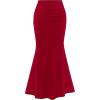 imagePRETTYGARDEN Women Bodycon Mermaid Skirt 2025 Spring Summer Casual Fitted Mesh High Waisted Ruched Maxi Long Going Out OutfitRed