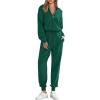 imagePRETTYGARDEN Womens 2 Piece Sweater Set Pullover Zip Up Sweatshirt Jogger Sweatpants Tracksuit Casual OutfitDark Green
