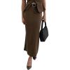 imagePRETTYGARDEN Womens 2025 Fall Maxi Pencil Skirt High Waisted Slit Work Office Trendy Long Skirts Business Casual OutfitsBrown