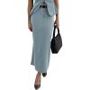 imagePRETTYGARDEN Womens 2025 Fall Maxi Pencil Skirt High Waisted Slit Work Office Trendy Long Skirts Business Casual OutfitsLight Blue