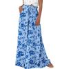 imagePRETTYGARDEN Womens 2025 Summer Wide Leg Palazzo Pants High Waisted Flowy Pockets Trendy Casual Lounge Boho Beach TrousersPrint Blue