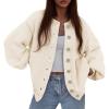 imagePRETTYGARDEN Womens 2025 Winter Cardigan Sweaters Trendy Chunky Knit Long Sleeve Button Up Casual Warm Fall Jackets CoatsBeige