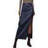 imagePRETTYGARDEN Womens Faux Leather Skirts 2025 Fall Fashion Bodycon High Waisted Slit Work Office Winter Maxi Long Pencil SkirtNavy Blue