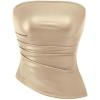 imagePRETTYGARDEN Womens Faux Leather Tube Tops 2025 Summer Strapless Asymmetrical Ruched Bandeau Shirts Going Out Club OutfitsChampagne