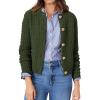 imagePRETTYGARDEN Womens Knit Cardigan Sweaters Casual Long Sleeve Open Front Button Down Trendy Jackets OuterwearArmy Green