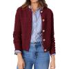 imagePRETTYGARDEN Womens Knit Cardigan Sweaters Casual Long Sleeve Open Front Button Down Trendy Jackets OuterwearWine Red