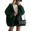 imagePRETTYGARDEN Womens Oversized Cardigan Sweaters 2025 Fall Long Lantern Sleeve Knit Open Front Lightweight SweaterSpinach Green