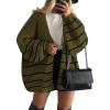imagePRETTYGARDEN Womens Oversized Cardigan Sweaters 2025 Fall Long Lantern Sleeve Knit Open Front Lightweight SweaterStriped Army Green