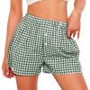 imagePRETTYGARDEN Womens Shorts Boxers 2025 Summer Gingham Pajama Lounge Sleep Y2K Plaid Pj Shorts Beach BottomsGreen