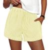 imagePRETTYGARDEN Womens Striped Boxer Shorts Summer 2025 Trendy Casual Elastic Waist Lounge Sleep Pajama Bottoms Beach ShortsStriped Yellow White