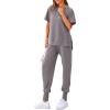 imagePRETTYGARDEN Womens Summer 2 Piece Outfit Tracksuits Casual Short Sleeve Tops High Waisted Sweatpants SetGrey