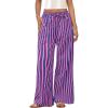 imagePRETTYGARDEN Womens Wide Leg Lounge Pants 2025 Summer Drawstring Elastic Waist Comfy Striped Pajama Bottoms Trendy ClothesStriped Rose Pink Dark Blue