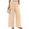 imagePRETTYGARDEN Womens Wide Leg Pants Casual 2025 Elastic Waist Loose Flowy Palazzo Pants Trousers with PocketsBeige