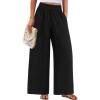 imagePRETTYGARDEN Womens Wide Leg Pants Casual 2025 Elastic Waist Loose Flowy Palazzo Pants Trousers with PocketsBlack