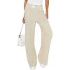 imagePRETTYGARDEN Womens Wide Leg Striped Pants 2025 Fall Casual High Waisted Baggy Palazzo Lounge Trousers Fashion BottomsApricot