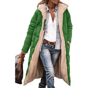 imagePRETTYGARDEN Womens 2025 Winter Fashion Clothes Oversized Shearling Fleece Long Coats JacketsGreen