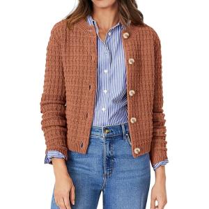 imagePRETTYGARDEN Womens Knit Cardigan Sweaters Casual Long Sleeve Open Front Button Down Trendy Jackets OuterwearBrown