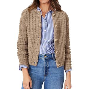 imagePRETTYGARDEN Womens Knit Cardigan Sweaters Casual Long Sleeve Open Front Button Down Trendy Jackets OuterwearCamel