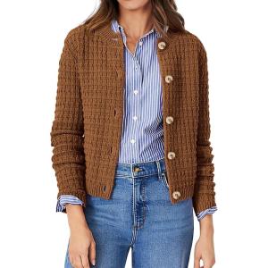 imagePRETTYGARDEN Womens Knit Cardigan Sweaters Casual Long Sleeve Open Front Button Down Trendy Jackets OuterwearCoffee