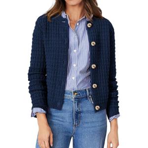 imagePRETTYGARDEN Womens Knit Cardigan Sweaters Casual Long Sleeve Open Front Button Down Trendy Jackets OuterwearDark Blue