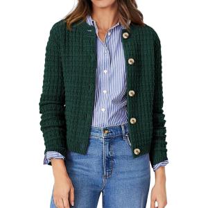 imagePRETTYGARDEN Womens Knit Cardigan Sweaters Casual Long Sleeve Open Front Button Down Trendy Jackets OuterwearDark Green