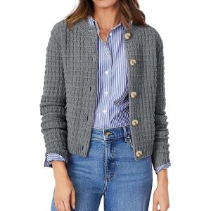 imagePRETTYGARDEN Womens Knit Cardigan Sweaters Casual Long Sleeve Open Front Button Down Trendy Jackets OuterwearGrey